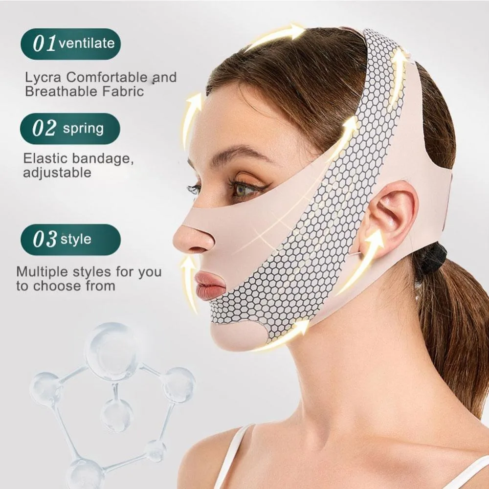 Masque facial amincissant pour femmes, forme en V solide, visage sculptant, double ruisseau, anti-déformable, sangle amincissante