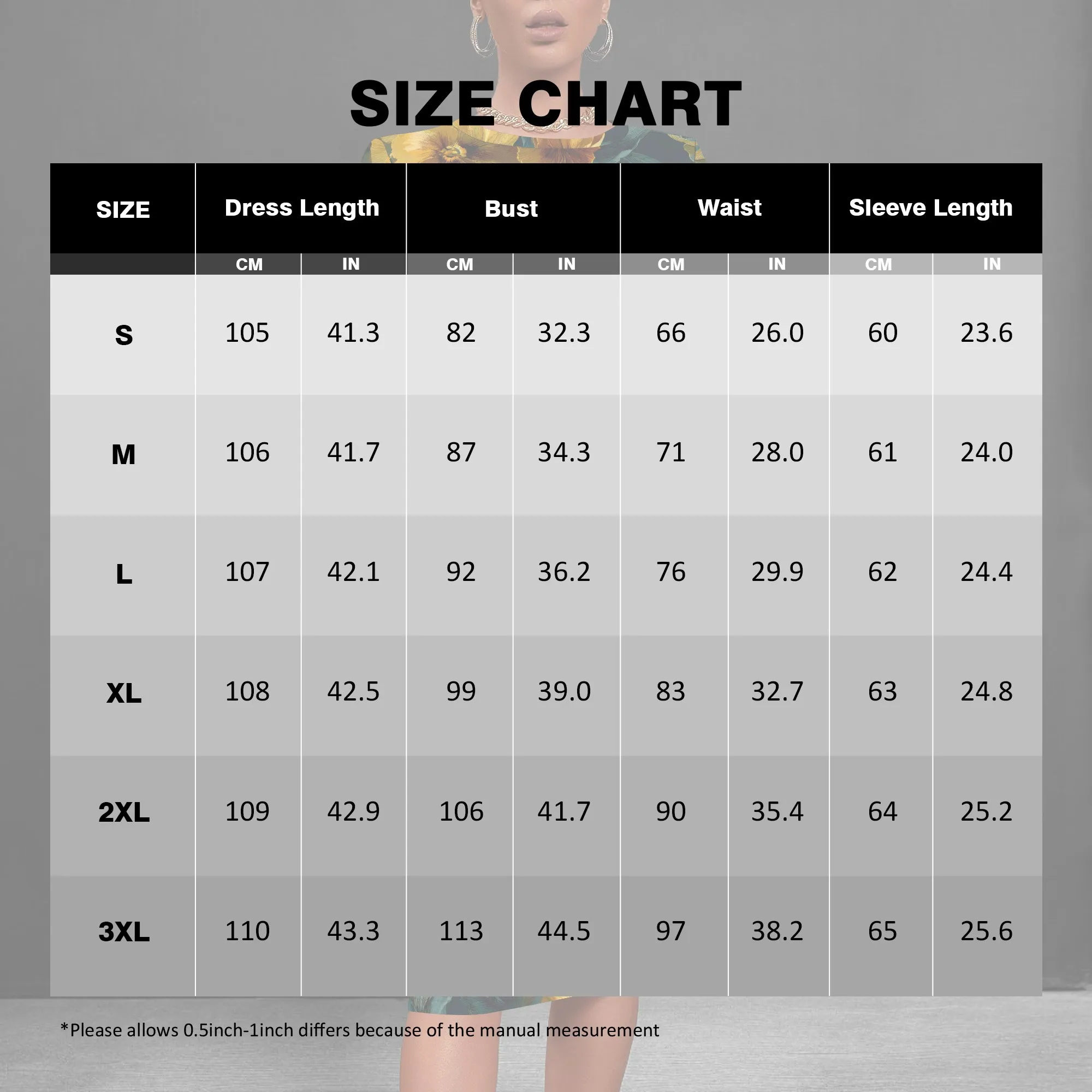 Sukienka Nupusa w czarno-żółty wzór kwiatowy dla kobiet, rozmiar regularny, codzienna, z okrągłym dekoltem, długi rękaw, dopasowana sukienka midi.