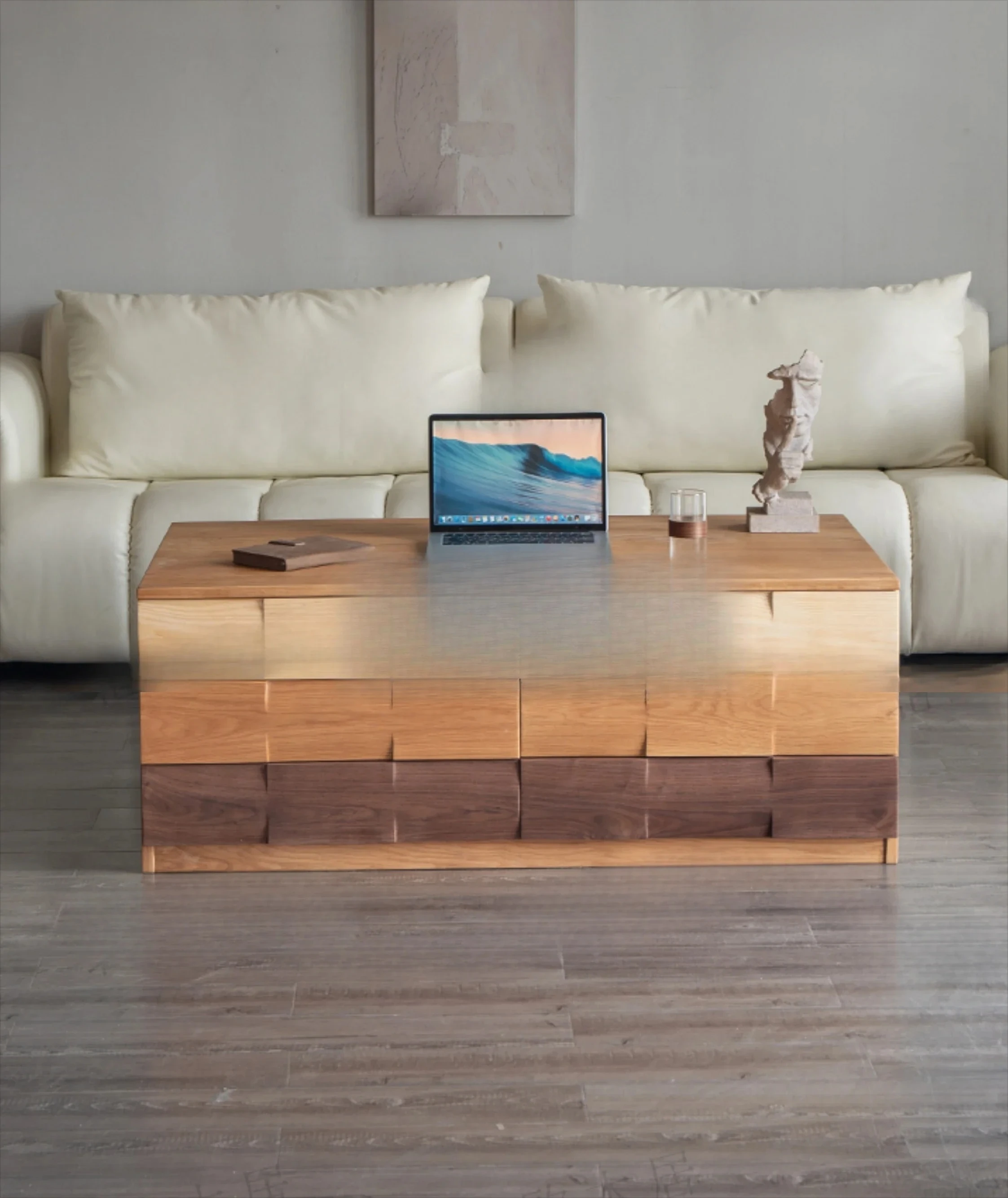 

N Storage Solid Wood Cream Style Small Apartment Log Nordic Tea Table