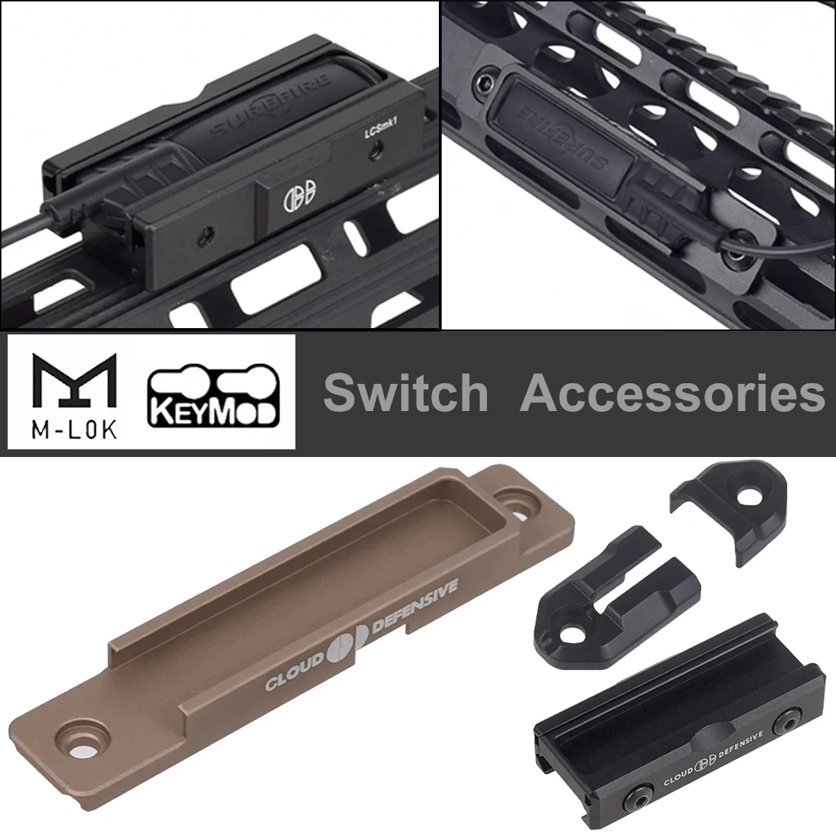 Surefire Switch Plate M600 M300 M-lok Keymod Remote Tape Pressure Pad Switch 20mm PicatinnyRail Mount Plate Light Flashlight