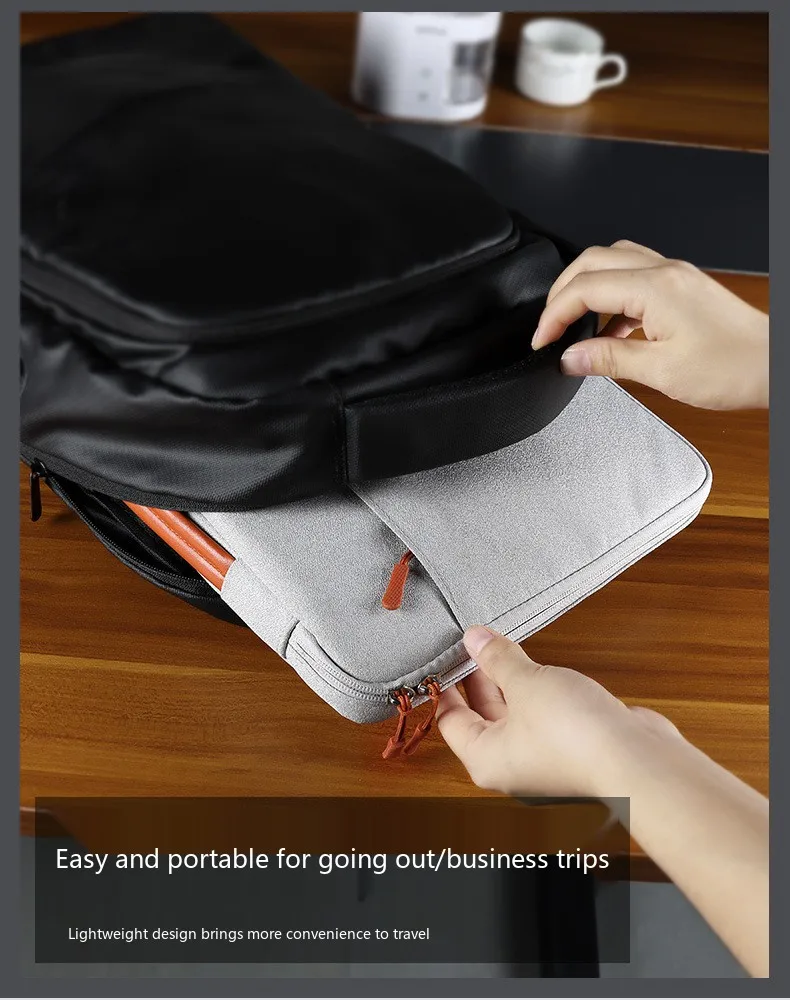 Laptop-Handtasche 13 15 Zoll Wasserdichte Polyester-Aktentasche für MacBook Tragbar Langlebig Büro – Detail 8