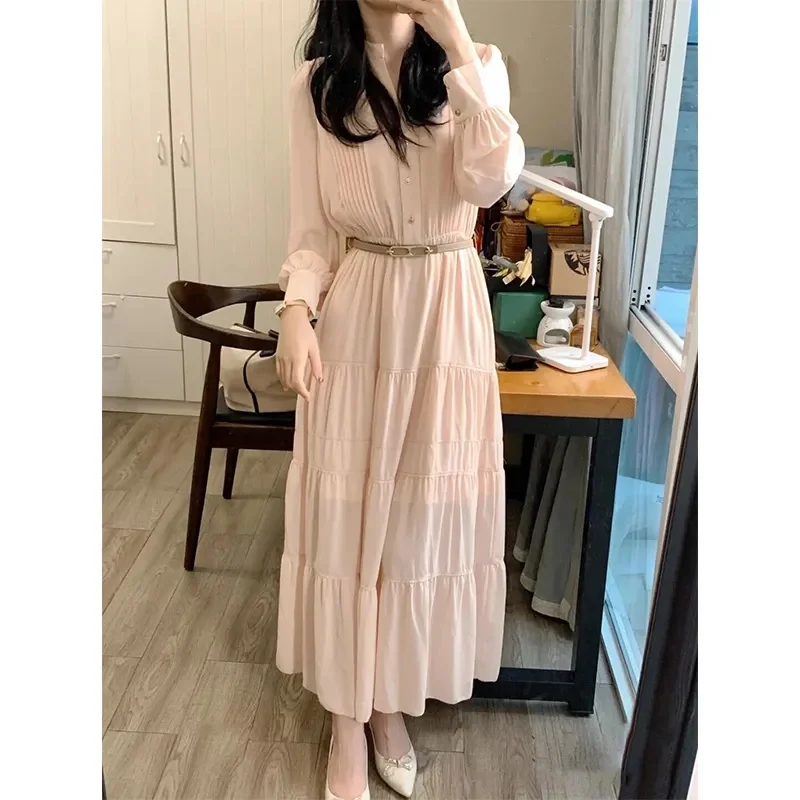 2023 Early Spring New French Small and Long Style Waist Collection Super Xian Unique Milk Sweet Gentle Style Elegant Commuter