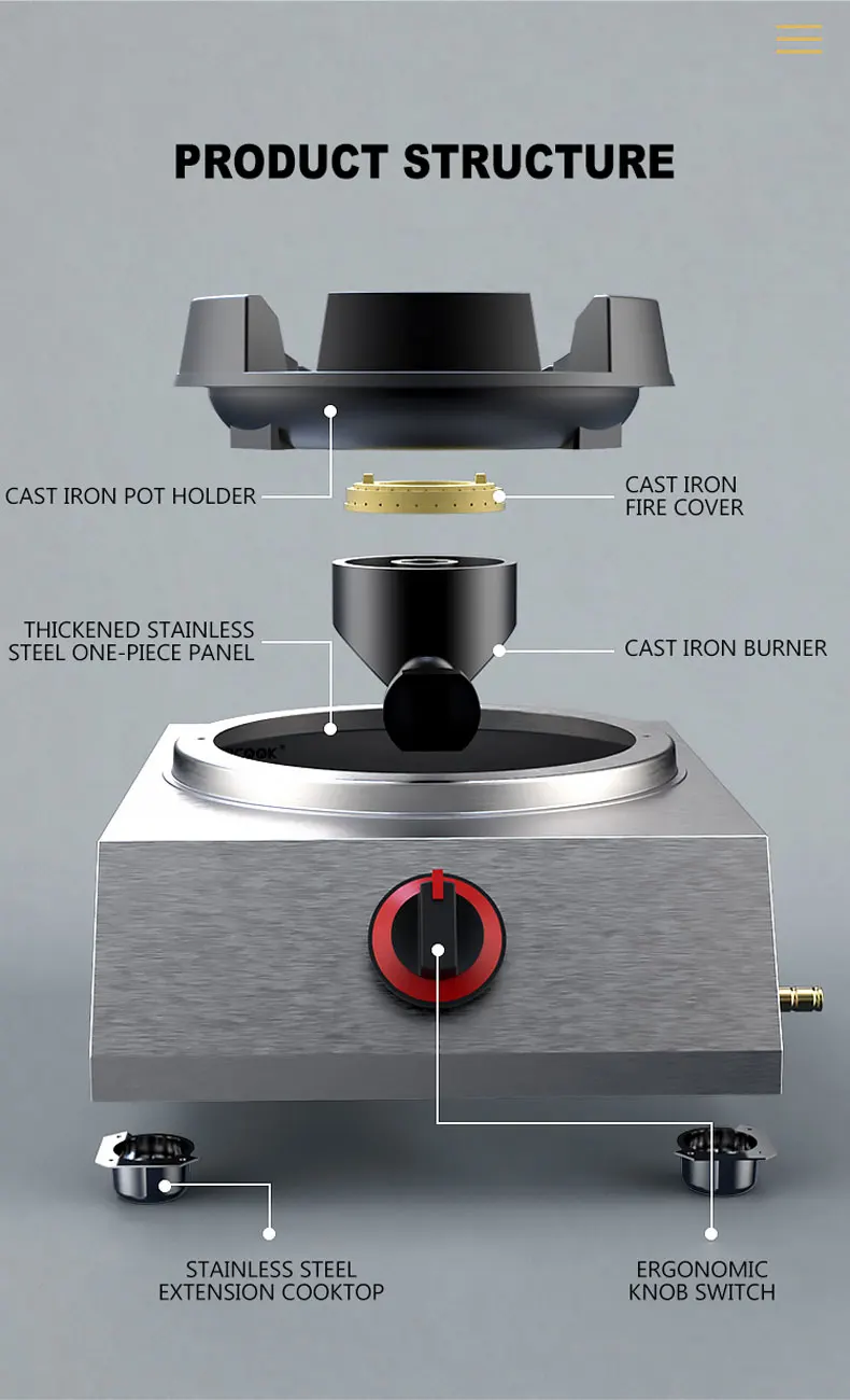 Fierce Fire Cooktop Single Range Sove Estufas De Gas Eectrónico Estufas De Gas De Cocina