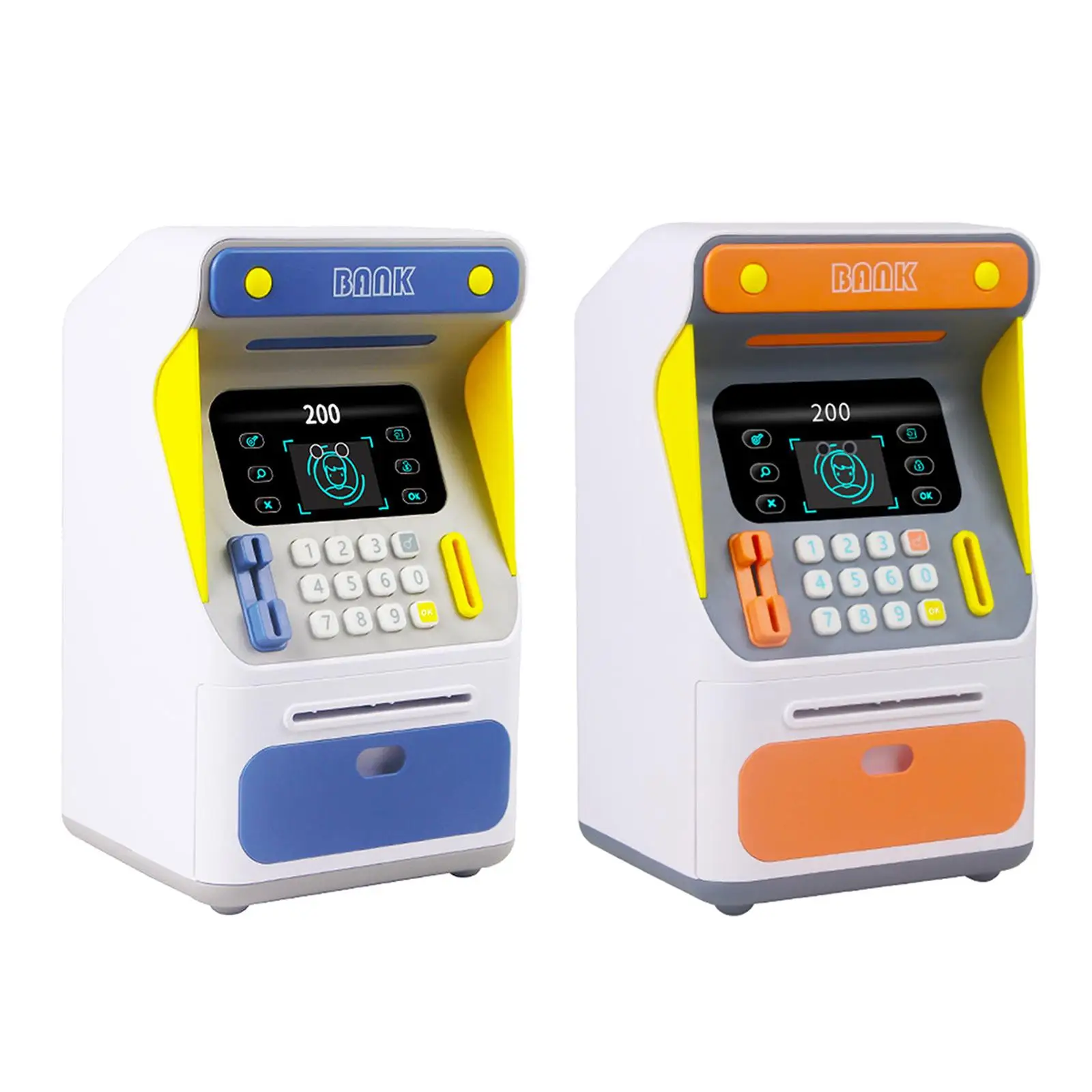 Mini ATM Bank Machine Piggy Bank Pretend Play Electronic Early Development Saving Bank for Holiday Present Ages 3+ Boys Girls