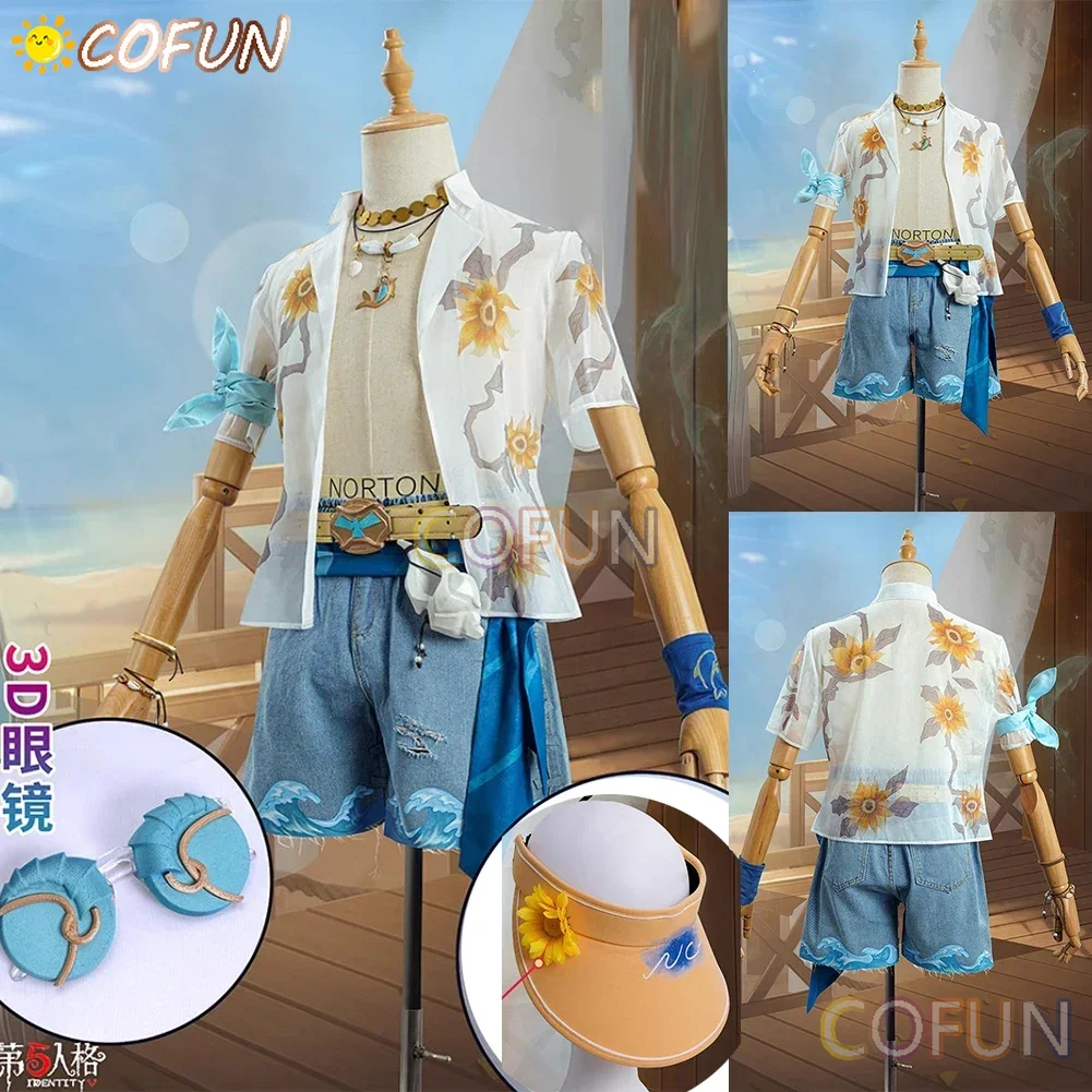 COFUN Game Identity V Prospector Norton Campbell Cosplay Costume Party Suit Halloween Uniforms Anime Clothing+Hat+Glasses