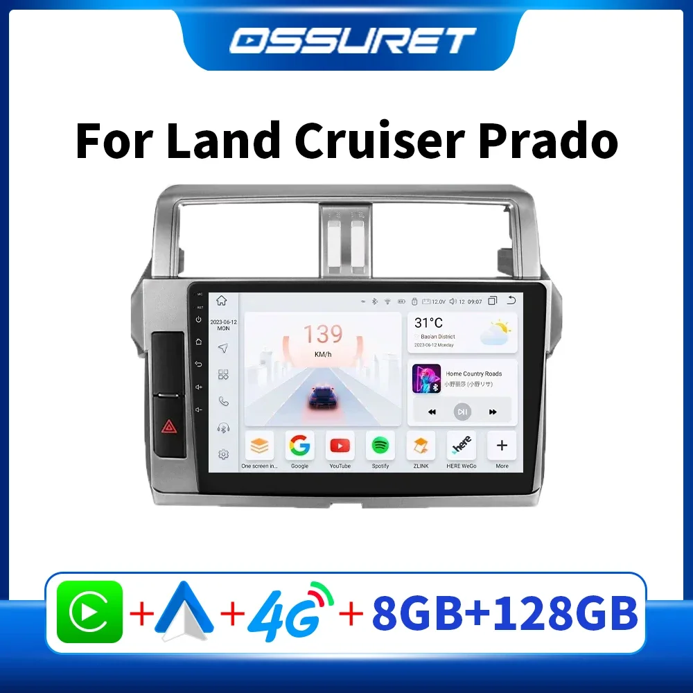 

Автомобильный радиоплеер 2DIN Android для Toyota Land Cruiser Prado 150 2013-2017, автомобильная стереосистема, мультимедиа, GPS, сенсорный экран Carplay 7862