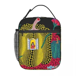 Yayoi Kusama Abstract Painting Thermal Insulated Lunch Bag Women Pumpkin Polka Portable Lunch Container School Storage Food Box