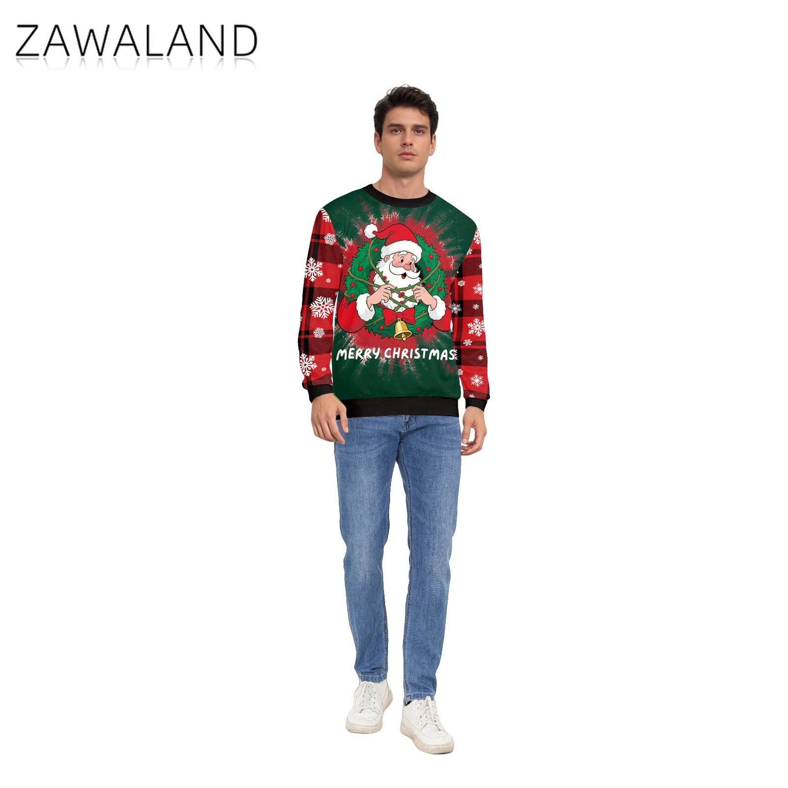 Kaus Natal Jelek untuk Wanita Pria Pasangan Pohon Natal Rusa Santa Pullover Grafis Festival Musim Gugur Musim Dingin Kostum Pesta Cosplay