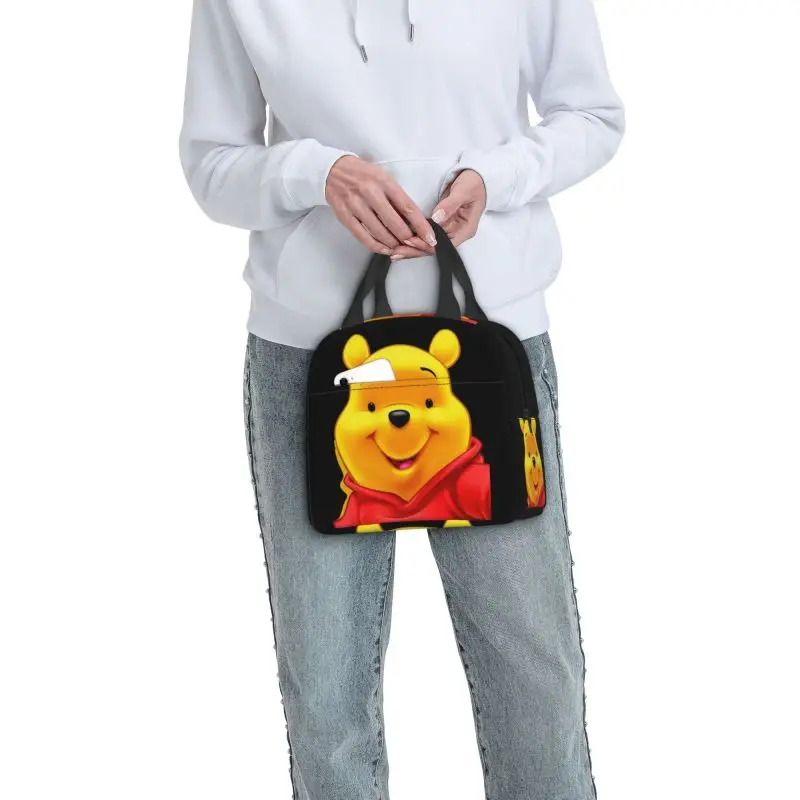 Winnie The Pooh Insulated Lunch Box for Women Cartoon Bear Reusable Warm Cooler Thermal Lunch Bag Picnic Container Tote Bags