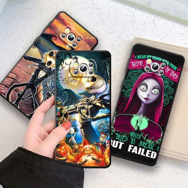 Skull Jack Christmas Cartoon Phone Case For Xiaomi Poco X4 X3 F4 F3 NFC M6 M5 M4 M3 GT S Pro 4G 5G Black Soft Cover