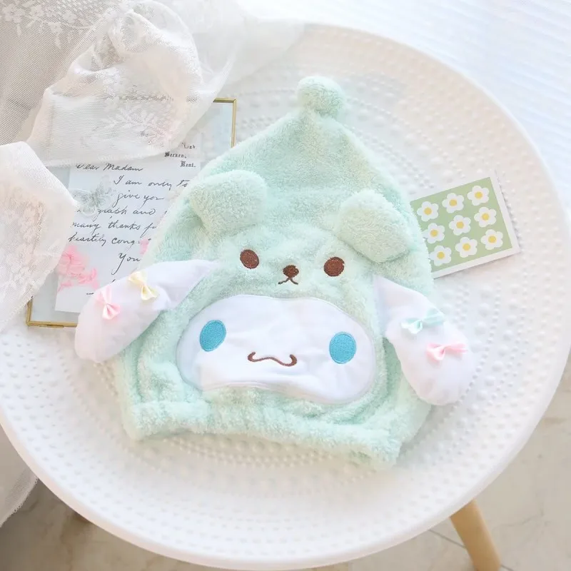 Gorro de baño Kawaii Sanrio Hello Kitty Kuromi My Melody Pochacco Cinnamoroll, felpa, pelo seco, lindo