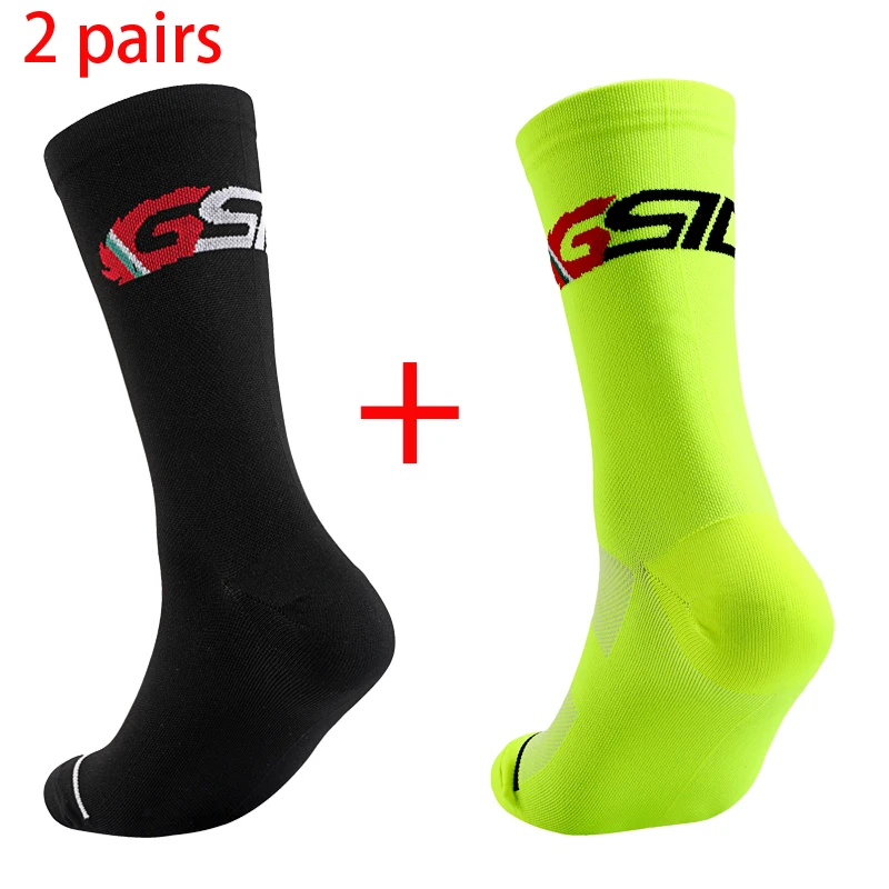 Calcetines deportivos de compresión para hombre y mujer, medias protectoras para ciclismo de montaña, 2 pares