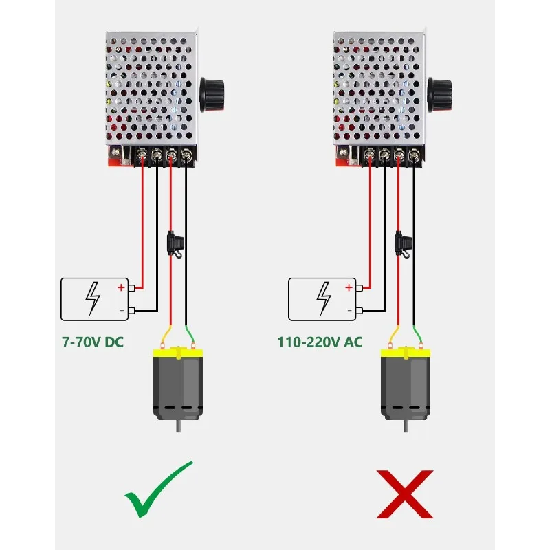 PWM DC Motor Speed Controller with 30A Fuse, 7-70V Wide Voltage Range Switch Control 30A Fuse