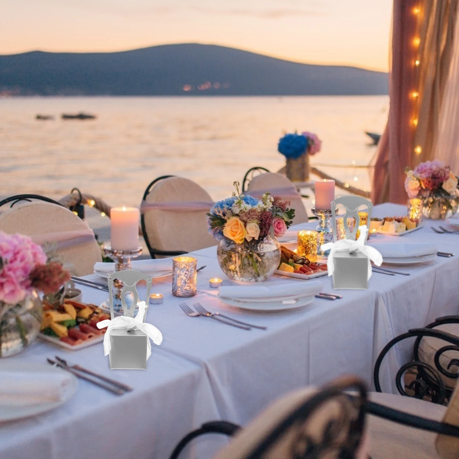 

Exquisite Boxes Wedding Favors European Chair Gift Case Portable Bowknot Gold Blocking Quality Anniversary Party Favor