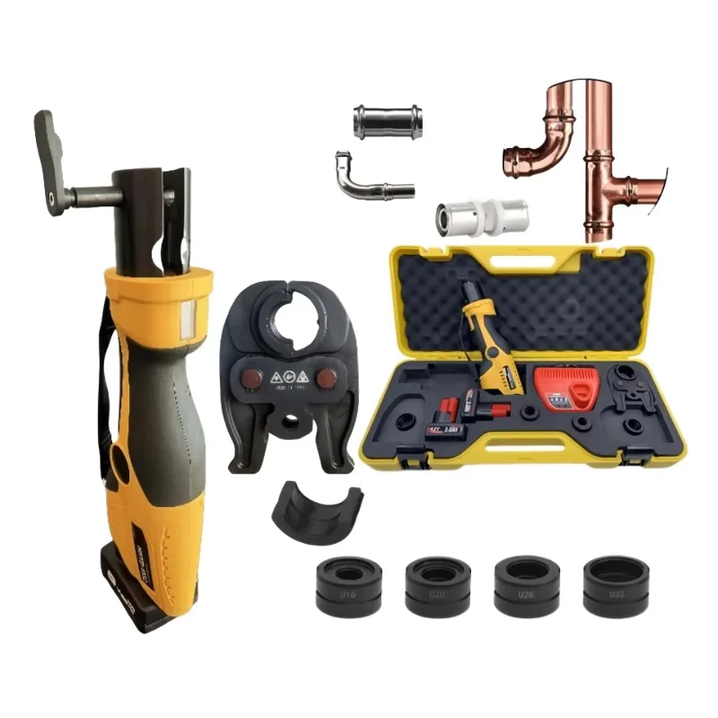 Cordless Industrial DIY HVAC Plumbing Pliers Pipe Crimping Tool Kit Brushless Motor Copper/Pex Pipe Fitting Battery HHYD-1532