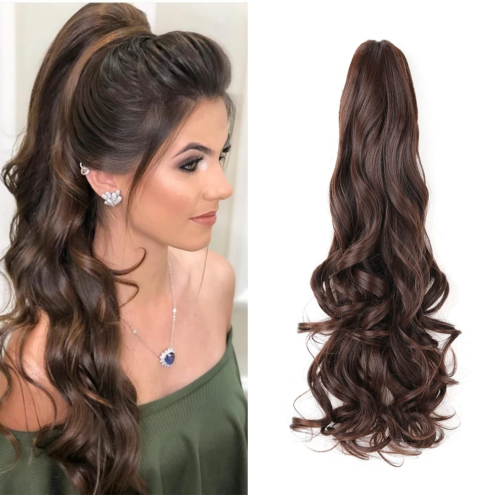 Ponytail Extension Synthetic Claw Clip in Hairpiece Curly Wavy Ponytail Hair Extensions Long Pony Tail Hairpiece for Women