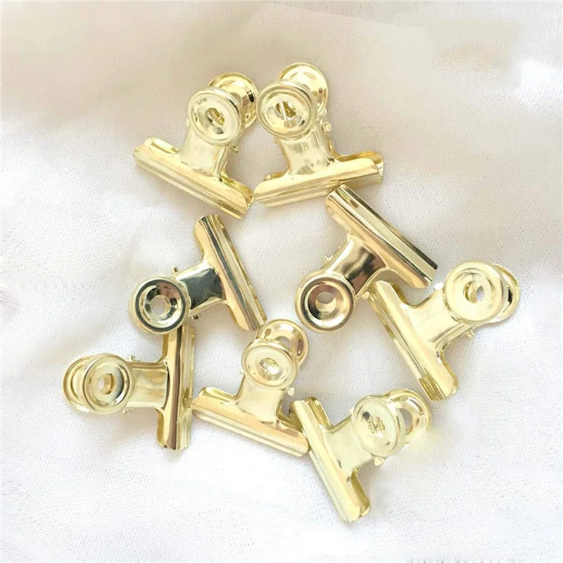 60 Pack 1 Inch Small Bulldog Hinge Clips, Metal Binder Paper Clips File Paper Money Clamps(Light-Gold, 22Mm)