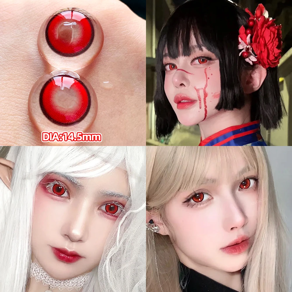 OVOLOOK-2pcs/pair Fashion Cosplay Pupils Myopia Colored Contact Lenses Beauty Purple Contact Lenses for Eyes Natural Blue Lens