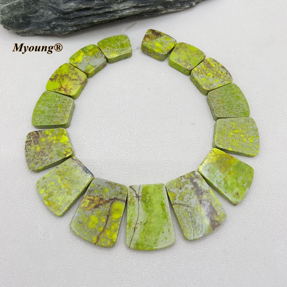 Graduated Sector Shape Multicolor Imperial Jaspers Slice Slab Pendant Beads For DIY Jewelry Making MY230618