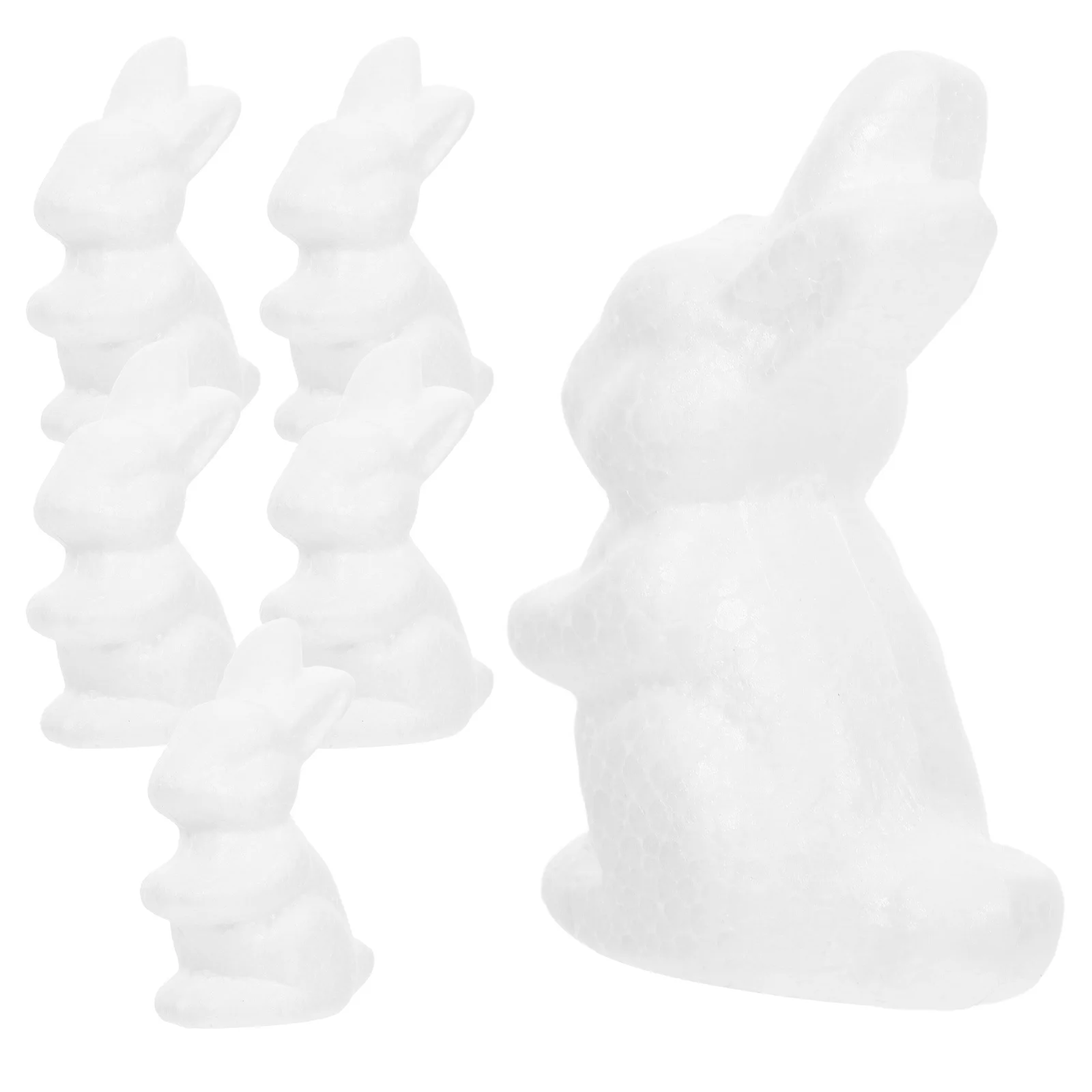 6Pcs Foam Rabbit Craft Unfinished Bunny Ornament Smooth Surface for Coloring Kids Creativity Development Activity
