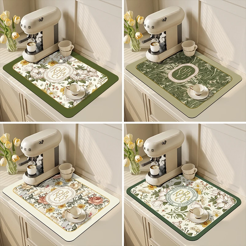 Decorative Kitchen Mat Kitchen Desk Mat Accessorie Coffee Maker Carpet Mat for Drying Dishes Home Decoration Tapis De Cuisine