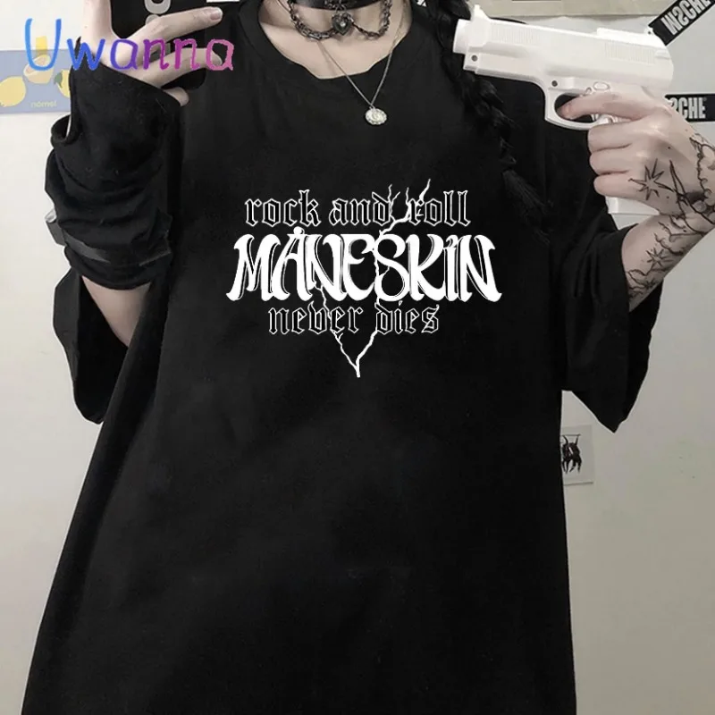 

Oversized T Shirt Graphic Maneskin Street Fashion Women Aesthetic Summer Harajuku Streetwear Hip Hop Casual Musical Shirts