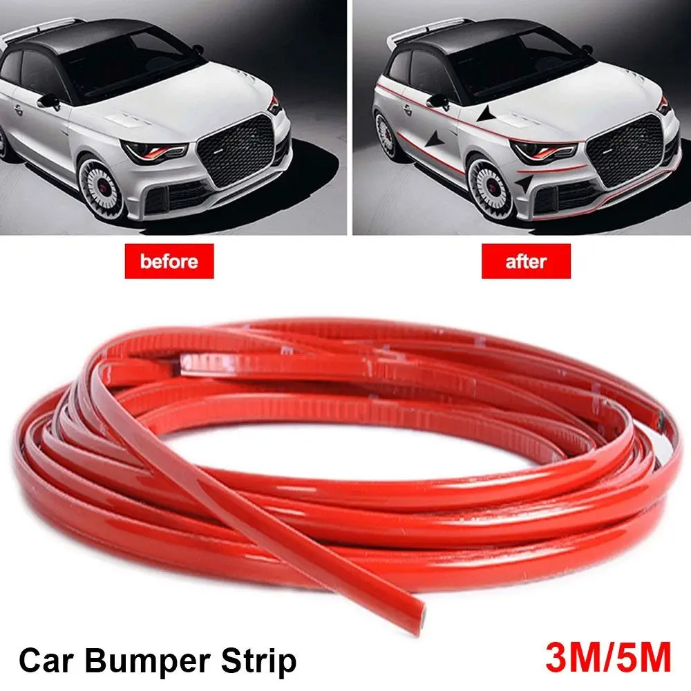 1Roll 6/8/10/12/15/20/22mm Red Decorative Strip 3 Meters/5M Thickened Car Bumper Sticker PVC DIY Self-adhesive Bumper Strip