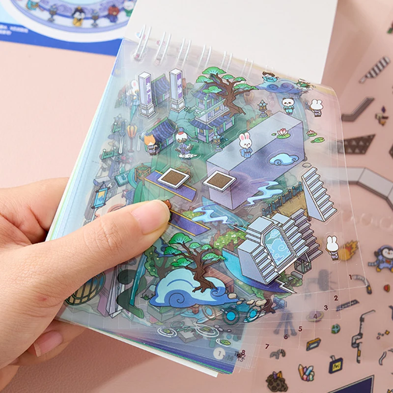 26 ورقة من كتاب ملصقات المشهد الكرتوني الرائع ثلاثي الأبعاد، مناظر متحركة ساحرة، لمجلة الأطفال ومتعة DIY #1