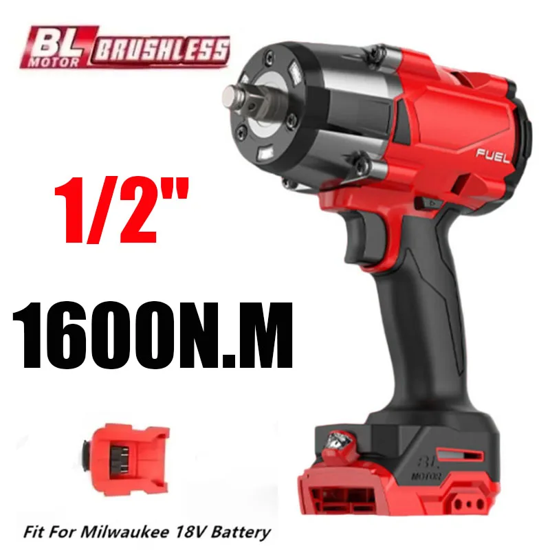 1600N.M Brushless Impact Wrench 5 Gears Cordless Electric Driver 1/2