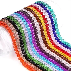 50pcs 4*6mm Austria Faceted Crystal Beads Loose Spacer Round Glass Beads Bracelet for Jewelry Making DIY Bracelet Necklace