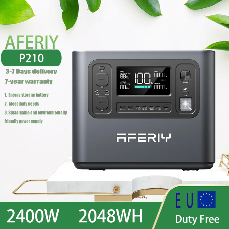 AFERIY 2400W 2048WH Alimentation à stockage d'énergie, batterie haute performance prenant en charge 13 appareils, prise EU contrôlable par application, stockage d'énergie à charge rapide répondant aux besoins quotidiens, alimentation mobile
