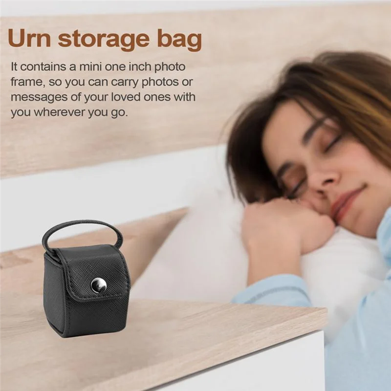 

AT43-Urn Storage Bag Portable Storage Bag With Snap Closure For Keepsake Urns Travel Pouchs Compact Organizer PU Leather