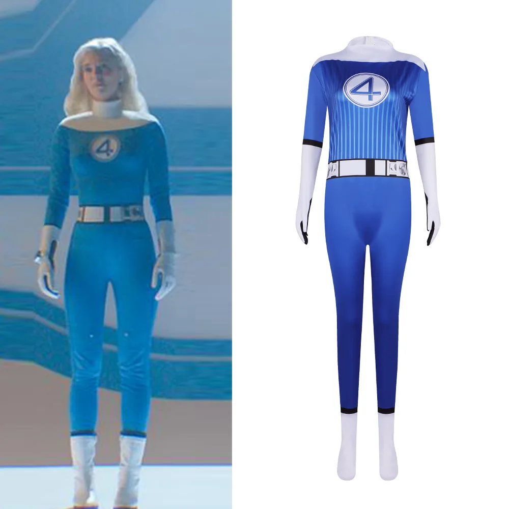 Movie Fantastic Four Cos Reed Cosplay Costume Blue Jumpsuit Richards Fullset Superhero Zentai Party Invisible Man Jumpsuit Cos