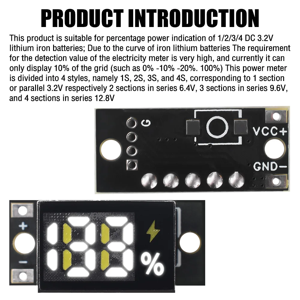1S 2S 3S 4S Mini Battery Level Indicator Module 3.2V LiFePO4 Batteries LED Digital Display Meter Module Battery Capacity Meter
