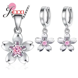 New Necklace Earrings Set 925 Sterling Silver Women Girls Fashion Earrings Boucle Necklace Geometric Plant Jewelry Sets