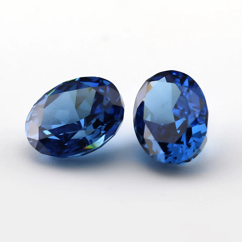 Size 6x8mm 22#Royal Blue Oval Crushed Ice Cut CZ Stone 5A Zircon Loose Cubic Zirconia Synthetic Gemstone For Jewelry Making