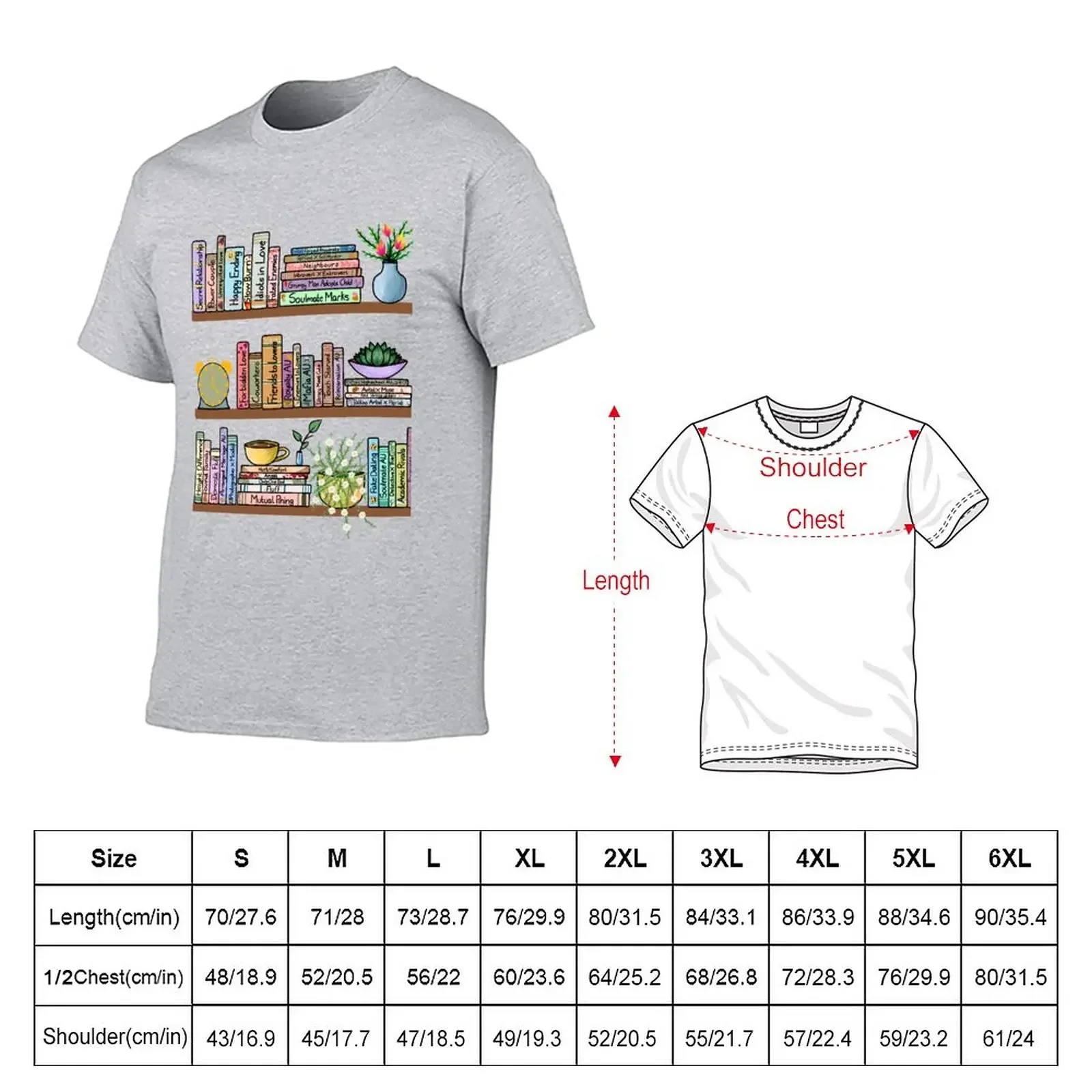 Fanfic Bookshelf ? T-Shirt tees blacks Aesthetic clothing heavy weight t shirts for men