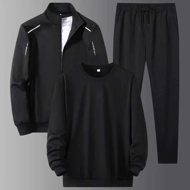 

Мужской комплект: кардиган на молнии, пуловер, брюки-карандаш с вставками, укороченные, облегающие, спортивные, с карманами, повседневные, осень 2025