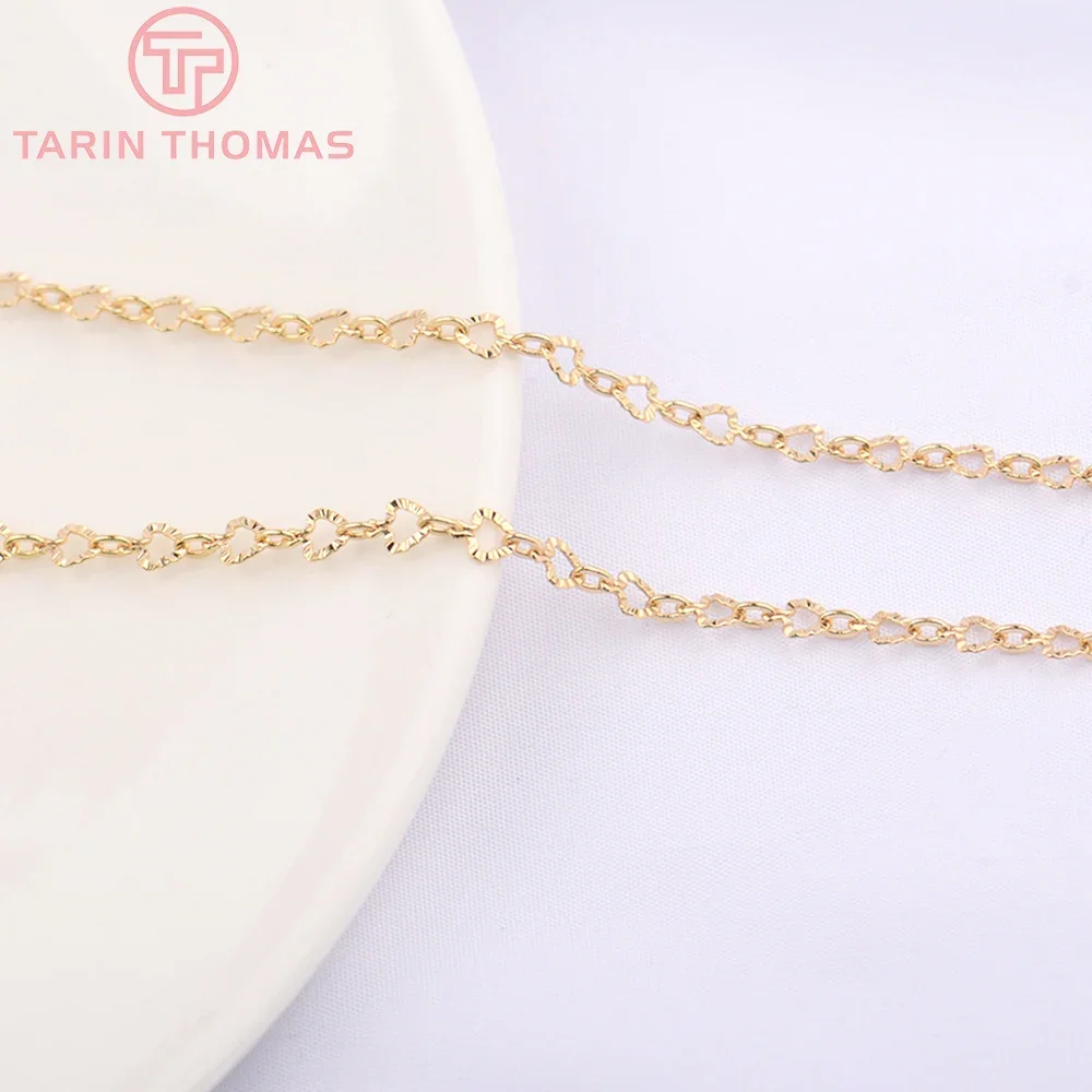 

(5113)1 Meter Chain Link 2MM 24K Gold Color Brass Heart Necklace Chains Bracelet chains Quality Diy Jewelry Findings Accessories