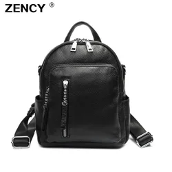 ZENCY Summer Genuine Cow Leather Shopping White Yellow Beige Purple Blue Backpack First Layer Cowhide Knapsack For Girls Purse