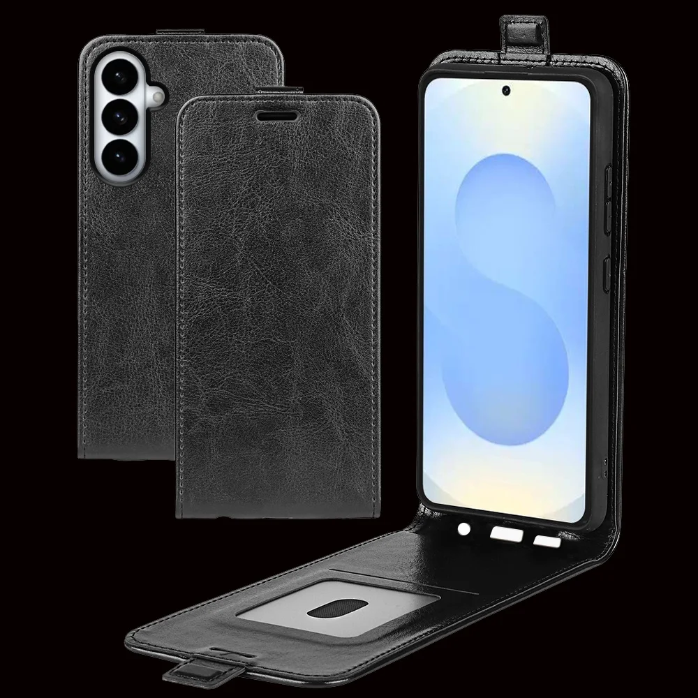 Vertical Flip Leather Case For Samsung Galaxy A57 A37 A27 M36 F36 A17 M17 A16 A26 A36 A07 S22 S23 S24 S25 FE S26 Plus Phone Case