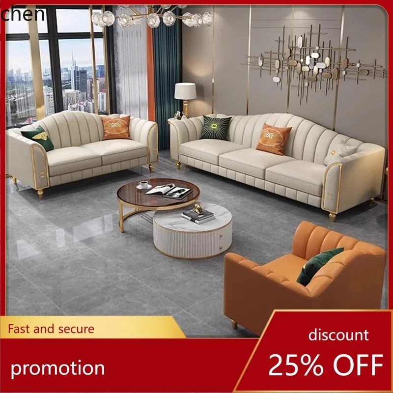 

HT Sofa Genuine Leather Sofa Top Layer Cowhide Living Room 123 Combination New Straight Row Internet Celebrity