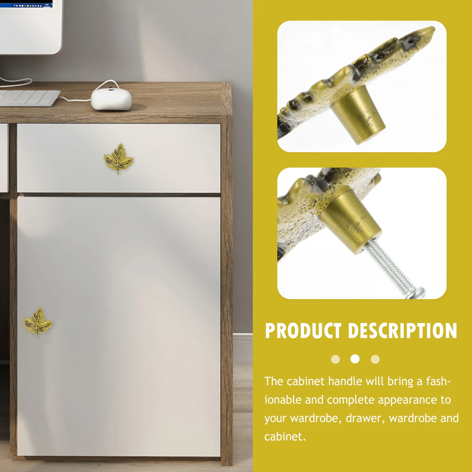 

4Pcs Modern Style Dresser Pulls Zinc Alloy Cabinet Knobs Stylish Maple Leaf Design for Drawer Wardrobe Closet Home Decoration