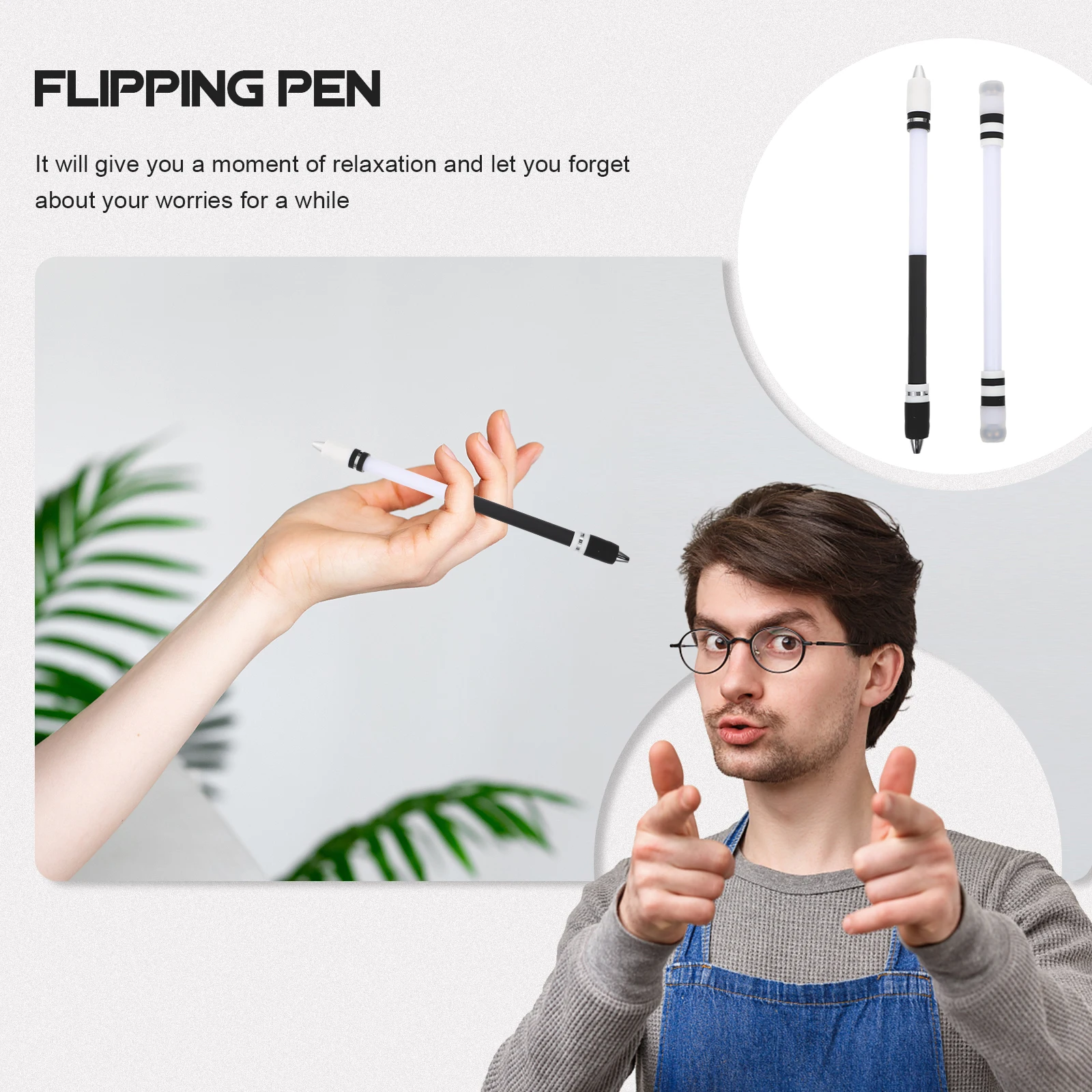 

2 Pcs Special Pen for Turning Pens Trick Rotating Student Ballpoint Portable Silicone Helicopter Flipping Interesting Finger