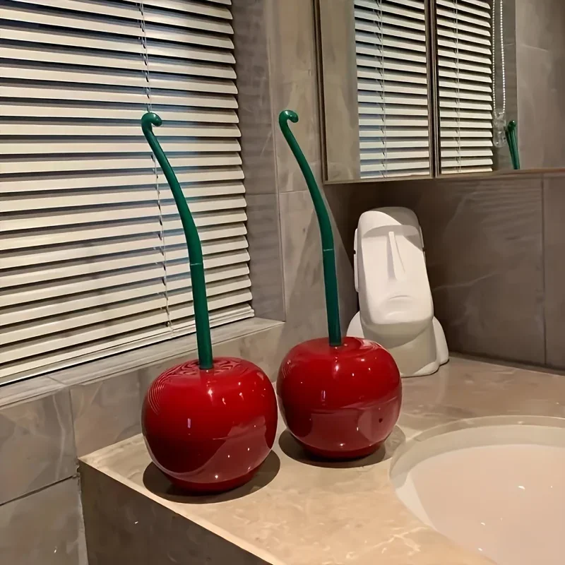 1pc -Toilet brush New Lovely Cherry Shape Lavatory Brush Toilet Brush Holder Set Toilet