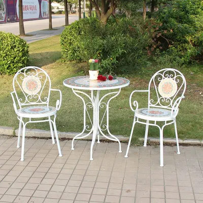 Balcony Metal Tables and Chairs Mosaic Leisure Outdoor Chairs Modern Simple Furniture Outdoor Garden Group Tables and Chairs