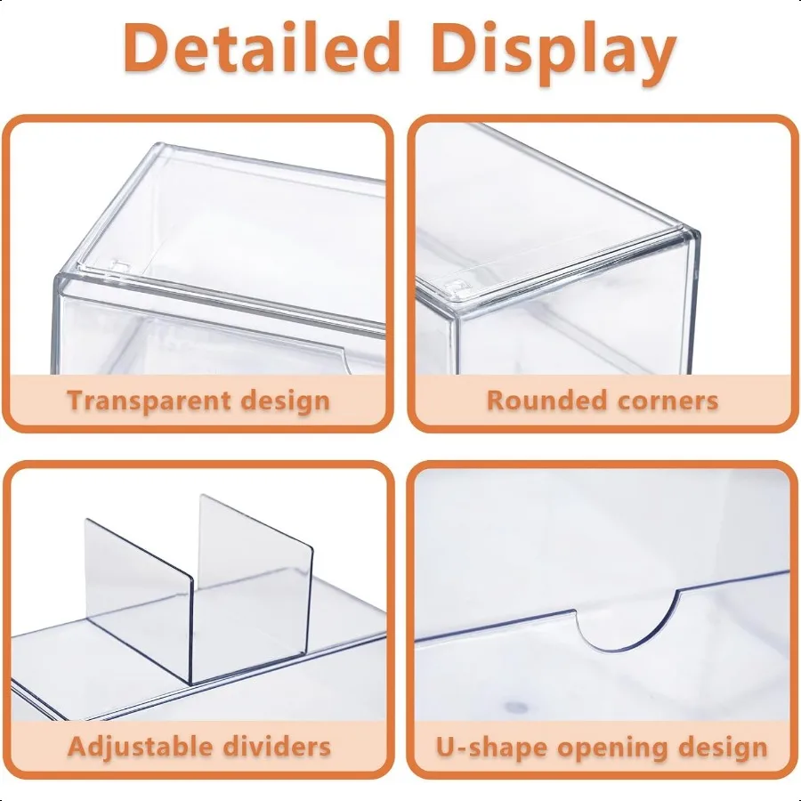 3PCS Square Qtip Holder Dispenser Clear Cotton Ball Holder With Compartments Stackable Cotton Pad Container Cosmetic Organizer