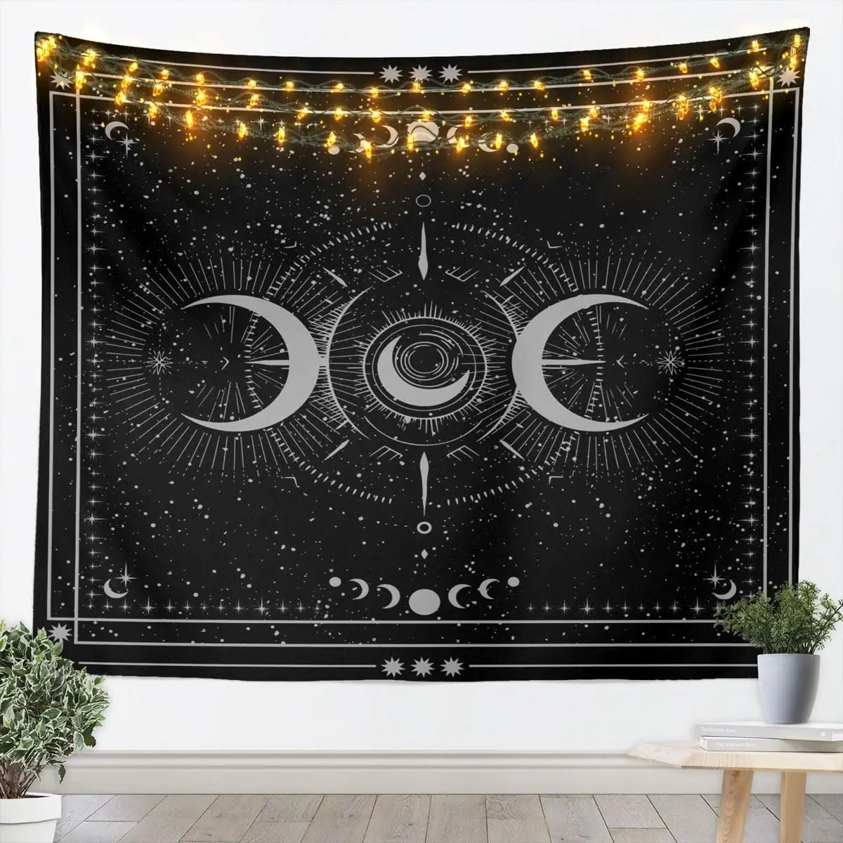 Böhmischer Wandteppich für Schlafzimmer |   Wandteppich mit Sonne und Mond, ästhetische antike Dekoration, kosmische Galaxie-Wandteppiche, Universum-Sterne