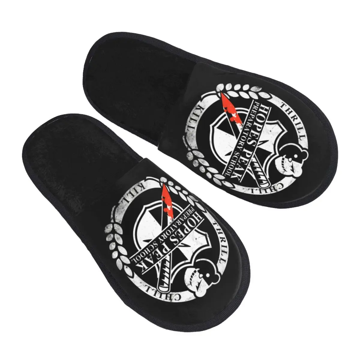 Custom Danganronpa Monokuma Games Guest Slippers for Spa Women Hopes Preparatory School House Slipper