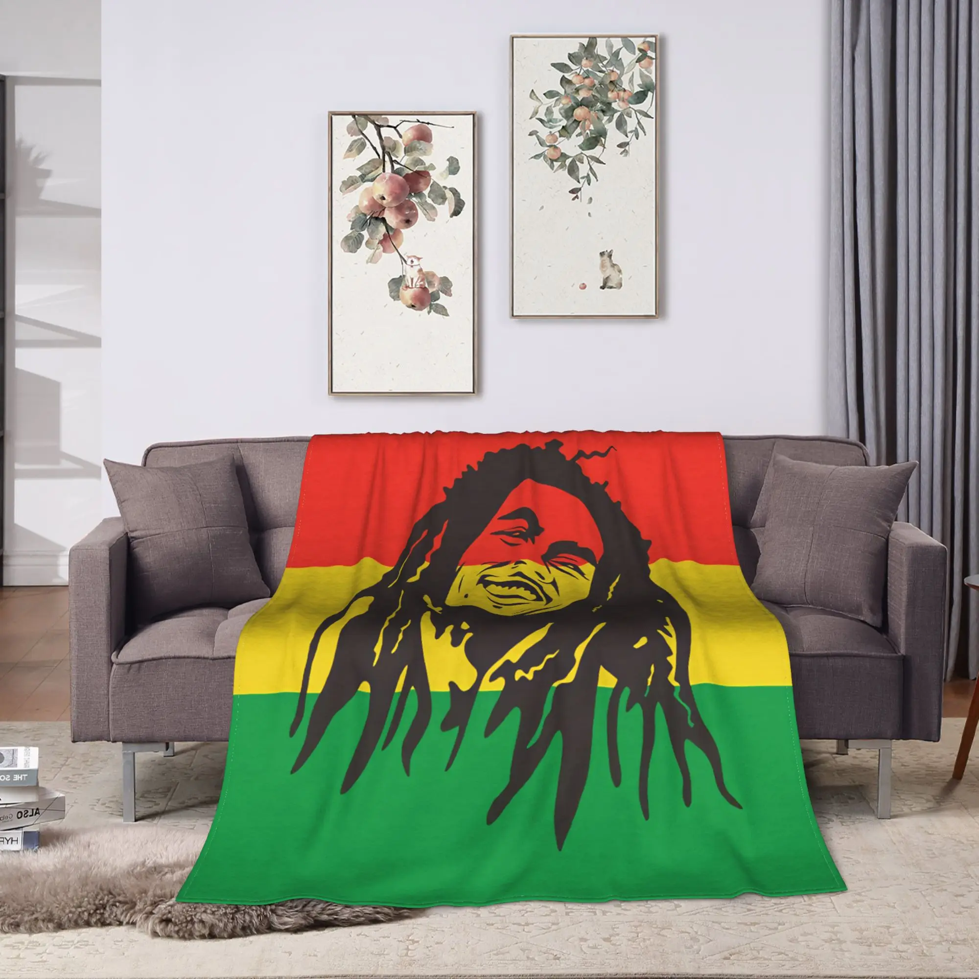 B-Bob M-Marley Singer Bedding Throws Soft Graphic Blanket  For Couch Chair Travel Car Flannel Bedspread Bed Cover